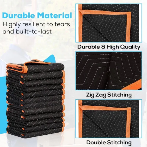 Miniatura 3 de SIMPLI-MAGIC 79523 - Mantas de mudanza acolchadas resistentes, negro/naranja, 72 x 80 pulgadas, paquete de 12