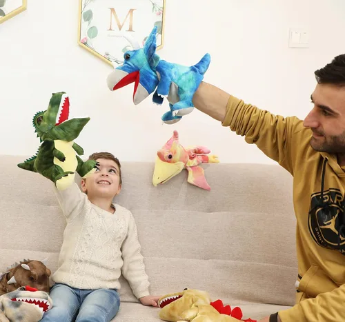 Miniatura 4 de Títeres de mano, títeres para niños, dinosaurio de mano, juguetes de dinosaurio, títeres de dinosaurio de peluche, títeres de mano de dinosaurio