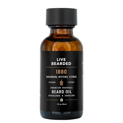 Live Bearded Aceite para barba, 1 onza líquida, jojoba totalmente natural de primera calidad, fabricado en los Estados Unidos, cuidado del cabello y