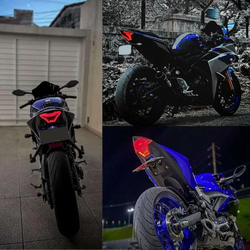 Miniatura 4 de JMTBNO Luz Trasera de Freno de Moto con Señales de Giro LED Compatible con Yamaha YZF R3 R25 Y15ZR MT07 FZ07 LC150