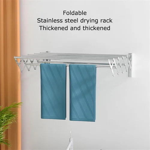 Miniatura 2 de Extendable Stainless Steel Clothes Drying Racks, Wall Mounted Laundry Drying Rack, Space-Saver Stainless Steel Accordion Retractable Drying Rack