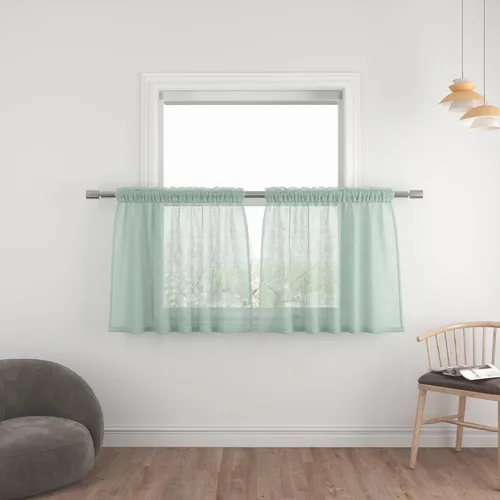 Miniatura 72 de UPOPO Paneles de Cortina Beige Pequeños Cortinas Transparentes de Gasa de 16 Pulgadas de Largo Cortinas de Cocina de Voile con Textura de Lino