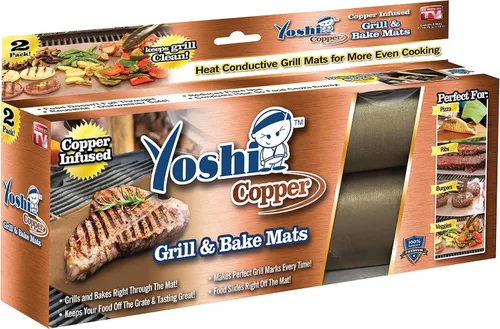 Miniatura 4 de Como Visto en la TV Yoshi Copper Grill & Bake Mat (Paquete de 2), Cobre