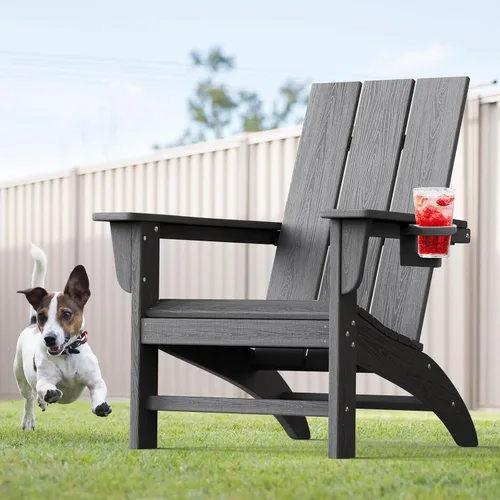 Miniatura 20 de Silla Adirondack moderna, sillas de patio de plástico HDPE para todo tipo de clima, silla para hoguera, sillas de césped al aire libre para terraza