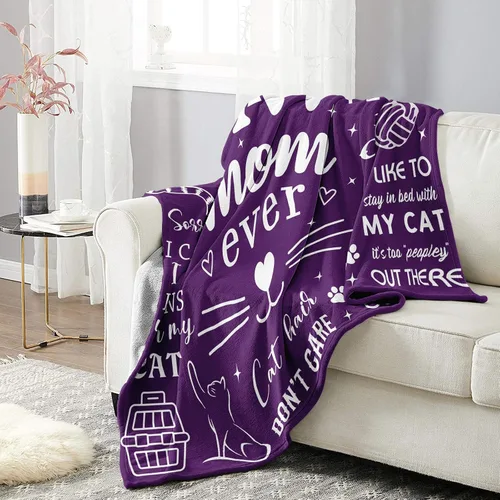 Miniatura 4 de Mosslink Manta de Mamá Gatuna 60"x50", Regalos para Amantes de los Gatos para Mujeres, Regalos de Gatos para Amantes de los Gatos, Regalos de Mamá