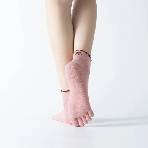 Miniatura 44 de Calcetines de yoga con dedos de pilates con empuñaduras para mujer, antideslizantes, acolchados, florales, calcetines tobilleros para baile de ballet
