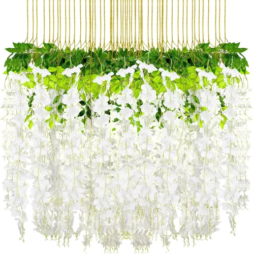 Riceshoot 240 guirnaldas de fondo floral de glicina artificial para boda, de 43.3 pulgadas/3.6 pies, de seda falsa de glicina falsa, enredadera,