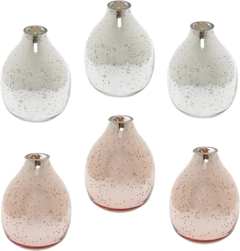 Miniatura 10 de Hosley Juego de 3 jarrones de metal de 4.5 pulgadas de alto, acabado rojo, decoración floral contemporánea para arreglos florales, elegantes Acabado