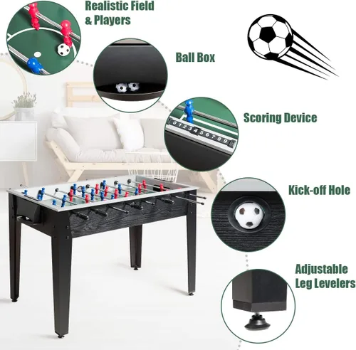 Miniatura 2 de Giantex - Mesa de futbolín de 48 pulgadas, mesa de juego de fútbol de madera con balones, adecuada para 4 jugadores, mesa de fútbol