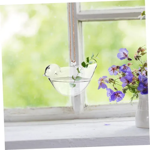 Miniatura 2 de Alipis 2pcs Hanging Glass Flower Pot Bird Shape Hydroponic Planter for Indoor Home Decor Creative Terrarium Container for Succulent Plants