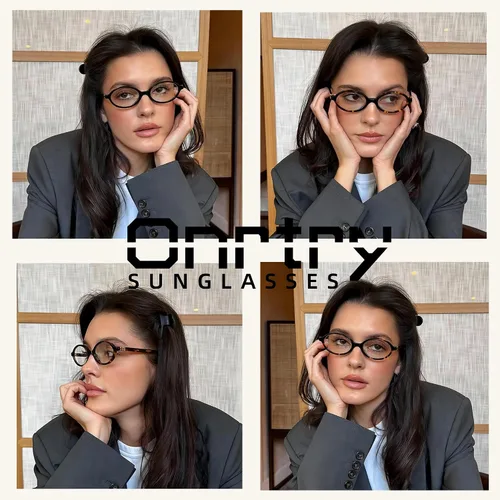 Miniatura 3 de Onrtry Lentes retro ovalados con bloqueo de luz azul para mujeres y hombres, anteojos falsos nerd redondos sin receta