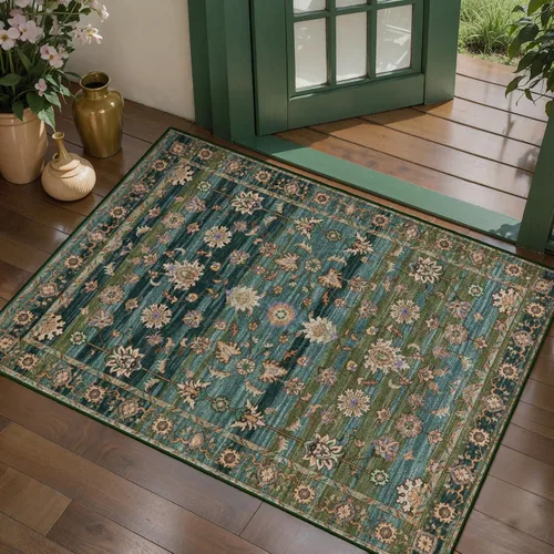Miniatura 130 de Tangsoo Alfombra lavable para pasillo, antideslizante, 2 x 6 pies, estilo bohemio, floral, vintage, para entrada, suelo suave, para cocina, baño