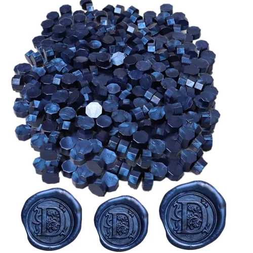 Miniatura 3 de 720 unidades de cuentas de cera para sello, cuentas de cera de sellado azul oscuro, cuentas de cera octogonales de 0.25 kg para sello de cera, azul