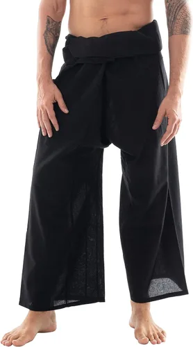 CandyHusky Pantalones de pescador tailandés, pantalones de pirata de algodón para hombre, pantalones de descanso, pantalones samurái, disfraz gitano