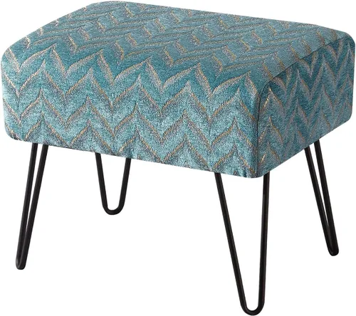 Miniatura 10 de Home Soft Things Otomana de felpilla jacquard, 19 x 13 x 17 pulgadas de alto, color marrón claro Arusha, banco otomano mullido para sala de estar