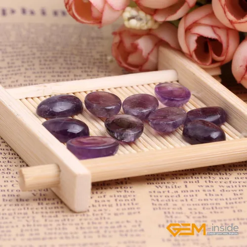 Miniatura 3 de GEM-Inside - Cuentas ovaladas sueltas de amatista, cabujón, cuentas naturales para joyería y anillos, colgantes, 0.236 x 0.315 pulgadas, 5