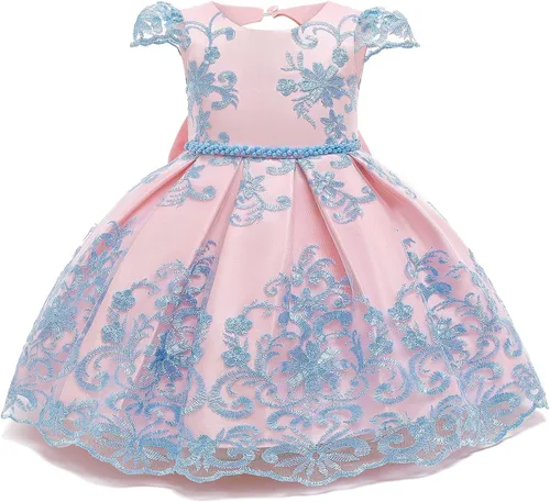 Miniatura 2 de NNJXD Vestido de princesa para bebé, con flores, para cumpleaños, bodas, fiestas
