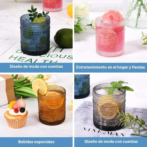 Miniatura 5 de Vasos de Cóctel de 10 oz Vasos de Beber Hobnail Juego de 6, Cristalería Vintage, Vasos de Vidrio Texturizado Vasos de Burbujas Vasos de Agua Vasos