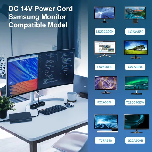 Miniatura 6 de Futurebatt Fuente de alimentación del adaptador de 14V AC/DC para Samsung LTM1555B LTM1555X LTM1755X LTM1775W LCD Monitor +cable de alimentación