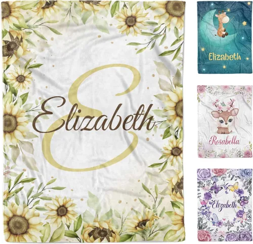 Miniatura 8 de AVIClothes Manta de bebé niña personalizada, mantas personalizadas con diseño de mariposas y flores, manta de bebé con nombre para niña, 30 x 40
