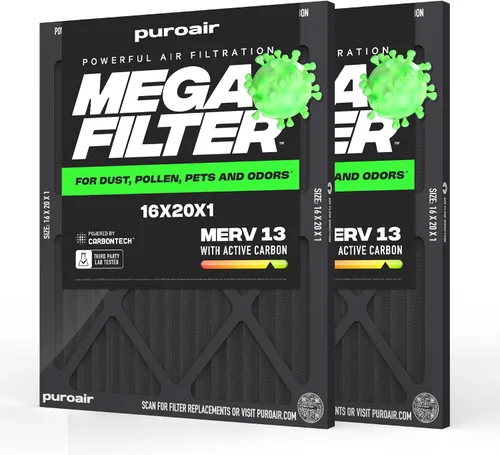Miniatura 41 de PuroAir Filtro Mega - Filtro de aire de 12x12x1 MERV 13 para el hogar con carbón activado - Filtros alérgenos, caspa de mascotas, humo, polvo