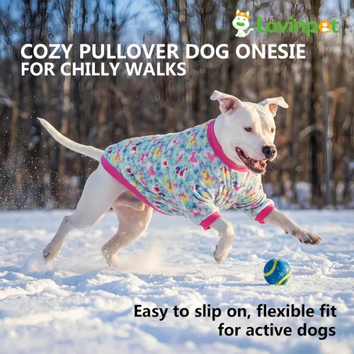 Miniatura 3 de LovinPet Chaquetas para perros grandes de 50 a 60 libras, ropa de tela de franela agradable a la piel para perros, estampado de espuma de mar