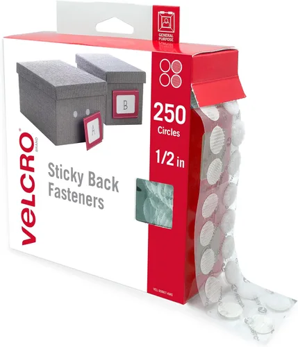 Miniatura 12 de Puntos con adhesivo marca VELCRO en negro 200 paquetes Círculos de 3/4" Cierres adhesivos redondos de gancho y bucle para organizar