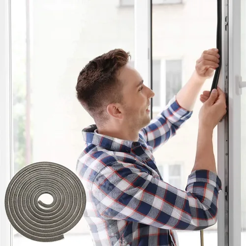 Miniatura 7 de Jetec 1 cepillo autoadhesivo para burlete de 19.75 pies por tira de 3/8 x 3/8 pulgadas, gris mullido de fieltro para puerta, sello de clima