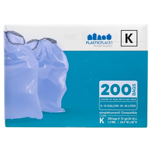 Miniatura 5 de Plasticplace Bolsas de basura de ajuste personalizado, compatibles con simplehuman Code K (100 unidades) con cordón azul tintado de 10 galones / 38