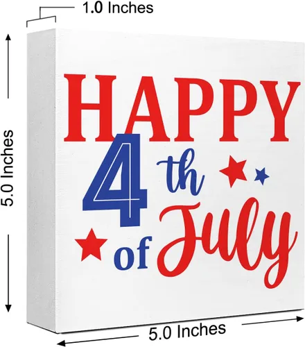 Miniatura 2 de LVQHI Decoración de madera con texto en inglés «Happy 4th of July Independence Day», letrero patriótico de madera para el hogar, dormitorio
