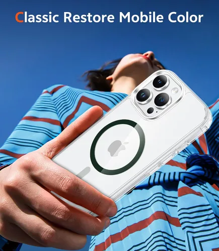 Miniatura 435 de FNTCASE Funda para iPhone 13 Pro-Max: Fundas magnéticas transparentes compatibles con Magsafe Slim anti amarillamiento protección contra caídas
