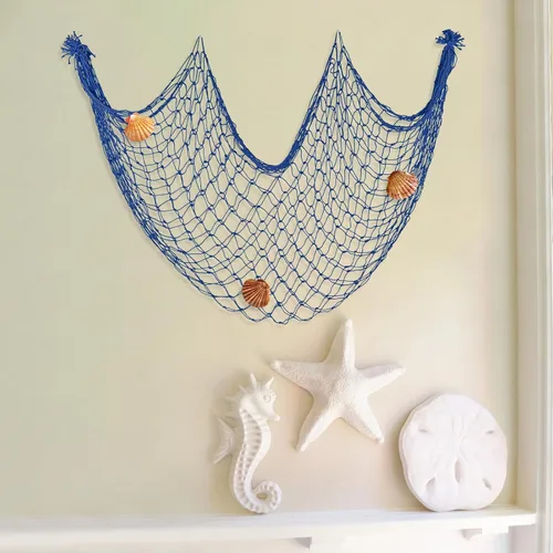 Miniatura 7 de Paquete de 2 Decoraciones de Red de Pesca para Fiesta Azul pavo real