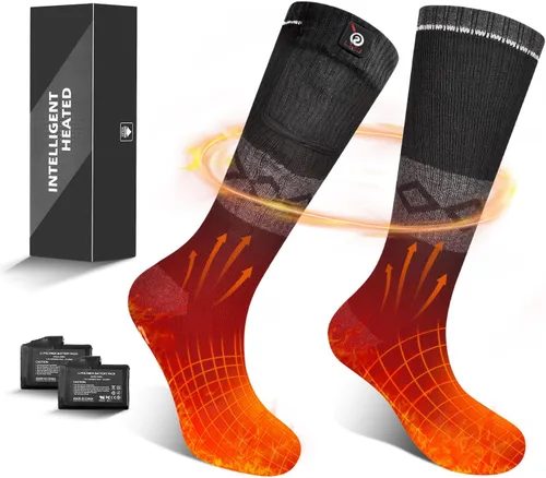 Miniatura 11 de Calcetines térmicos para mujeres y hombres, calentadores de pies eléctricos recargables, calcetines de calefacción con batería recargable, pies