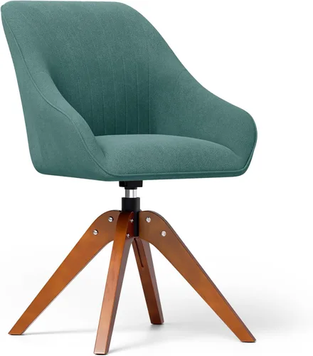 Miniatura 16 de MoNiBloom Silla giratoria decorativa, sillón moderno de mediados de siglo con patas de madera maciza, silla de escritorio de oficina en casa, sin