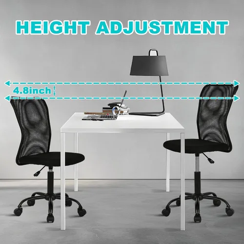 Miniatura 7 de Silla de oficina sin brazos, silla de oficina ergonómica de malla con respaldo alto con soporte lumbar, sillas de computadora, silla con ruedas