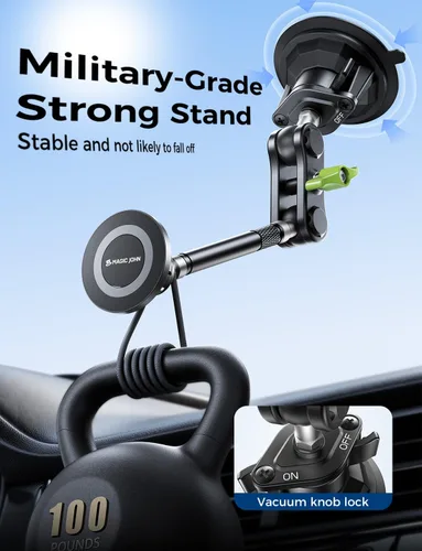 Miniatura 5 de MAGIC JOHN Soporte magnético para teléfono de coche [fuerte succión y fuerte magnético] Soporte de teléfono ajustable de 360° para parabrisas, metal