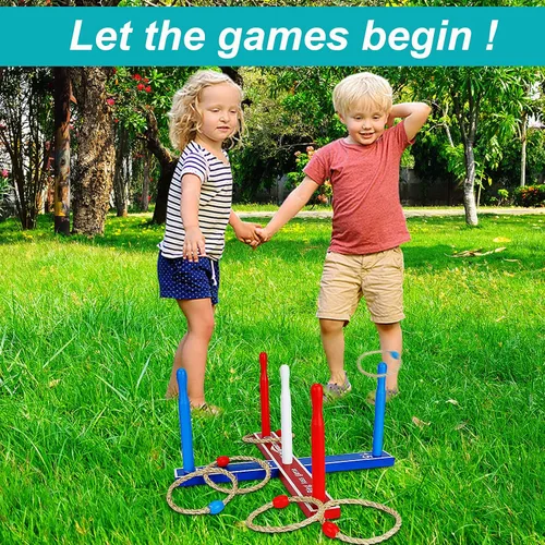Miniatura 6 de Juego de lanzamiento de anillos de madera de alta calidad, juego de lanzamiento de WIn SPORTS para interiores y exteriores, para niños y adultos