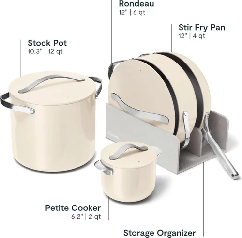 Miniatura 3 de Caraway Cookware+ Collection - Juego de Utensilios de Cocina Especializados - Olla Pequeña, Sartén para Saltear, Rondeau y Olla de Caldo - 3 Tapas