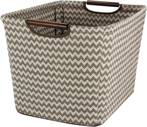 Miniatura 7 de Cesto de almacenamiento pequeño con mango de madera, de Household Essentials, gris, S