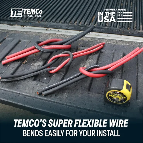 Miniatura 3 de TEMCo 1 Gauge AWG 25 pies rojo Cable de soldadura de cobre puro flexible fabricado en EE. UU. para batería - Uso pesado para solar, inversor