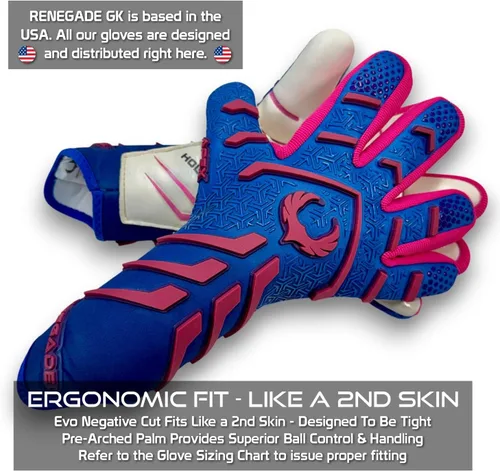 Miniatura 5 de Guantes de portero profesionales sin correa Renegade GK Apex (tallas 6-12, nivel 5.5) 4+5MM de agarre de contacto de corte negativo Guantes