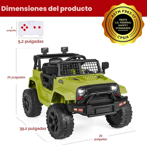 Miniatura 7 de Productos de la mejor elección, camioneta de juguete para montar de 12 V para niños con control remoto para padres, suspensión de resortes, luces