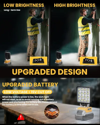 Miniatura 4 de Ecarke 2 PCS Luz de Trabajo LED Inalámbrica Compatible con DeWALT 20V: 70W 7000LM Linterna con USB y Puerto de Salida de Carga Tipo-C, Luz