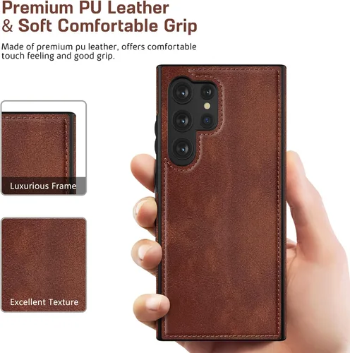Miniatura 3 de LOHASIC Fundas de cuero para Samsung Galaxy S25, funda elegante de poliuretano de alta calidad para hombres y mujeres, suave antideslizante, Negro