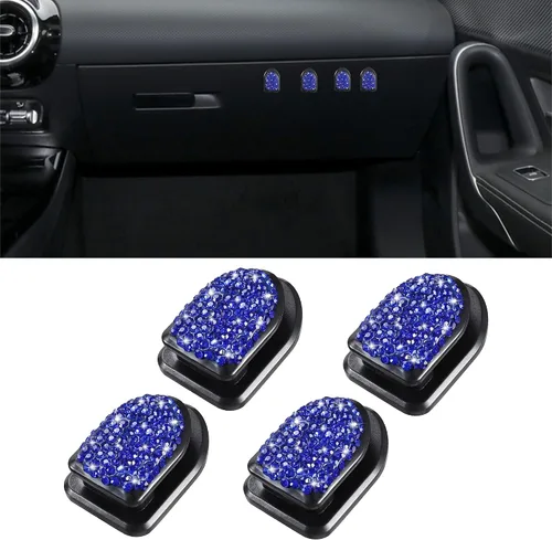 Miniatura 11 de WINKA Ganchos brillantes para automóvil, 4 piezas, accesorios de cristal, lindo gancho para salpicadero, llaves, lentes de sol, gancho