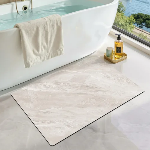 LUMI Tapetes de baño ultra delgados, superabsorbentes, de secado rápido, antideslizantes, para debajo de la puerta, bañera, lavabo y ducha, 17 x 30