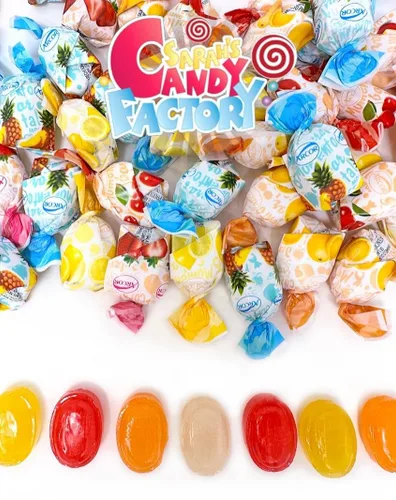 Miniatura 4 de Caramelo duro relleno de frutas 1.5 libras aproximadamente 90 piezas Bonos de frutas surtidos envueltos individualmente, naranja, limón, fresa