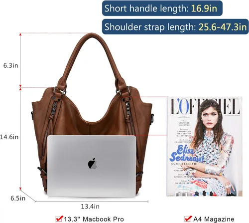 Miniatura 4 de Bolso Hobo oculto para mujer, de piel sintética, bolso cruzado de hombro, bolsa grande con funda desmontable