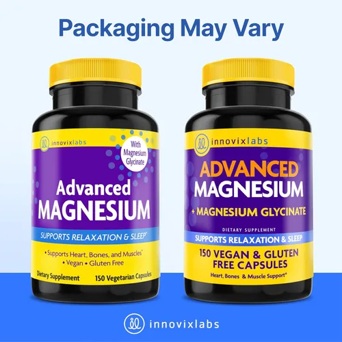 Miniatura 8 de InnovixLabs Cápsulas avanzadas de magnesio, 150 unidades, 210 mg, glicinato quelado y malato, alta absorción, promueve la relajación, los huesos