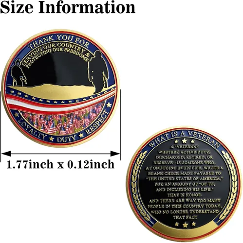 Miniatura 4 de BHealthLife Moneda de desafío de apreciación de veteranos militares gracias por su servicio Regalo para veteranos